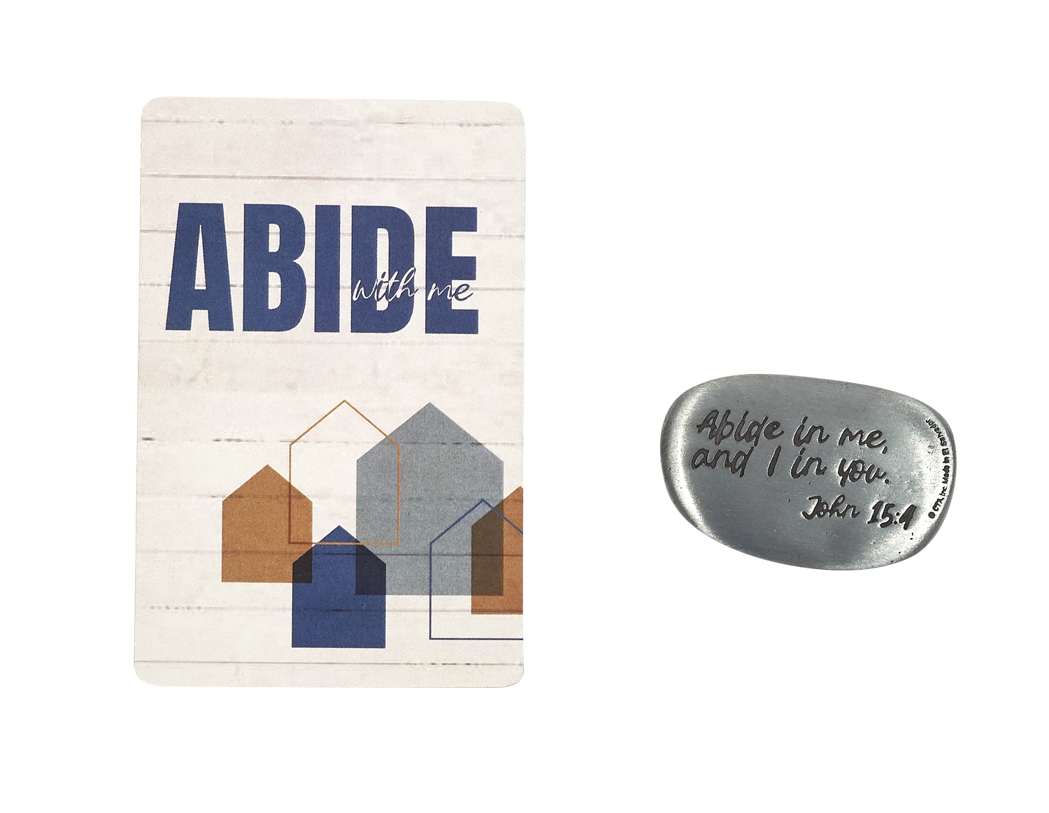 Abide with me pocket card and thumb stone