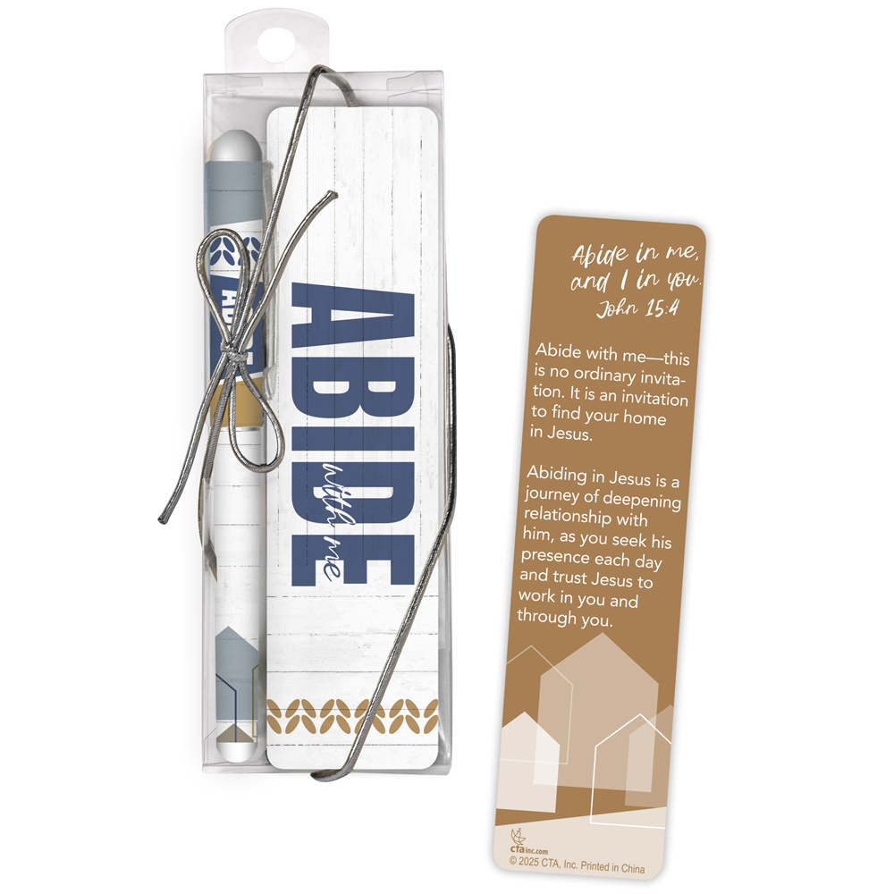 Abide with Me Pen & Bookmark Set shown with back of bookmark