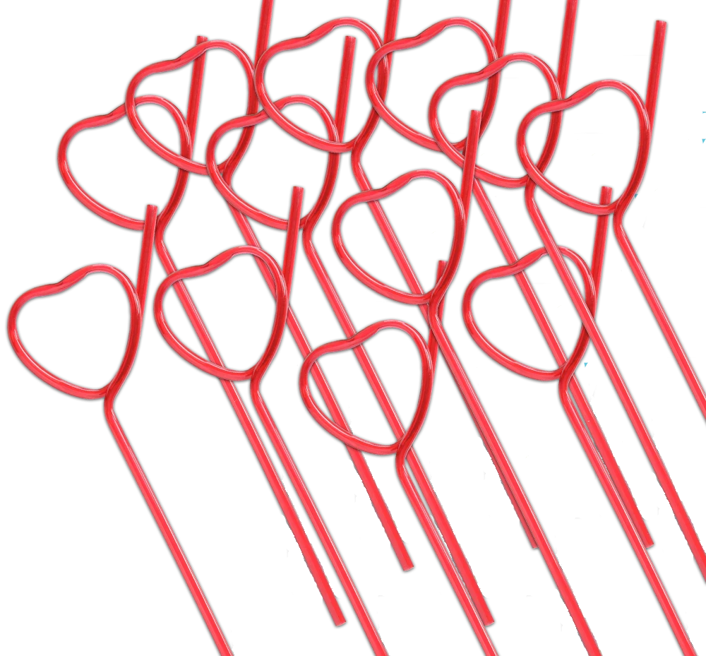 Heart Shaped Straws | Red or Pink | Valentine's Day Straws | Plastic Heart  Straws