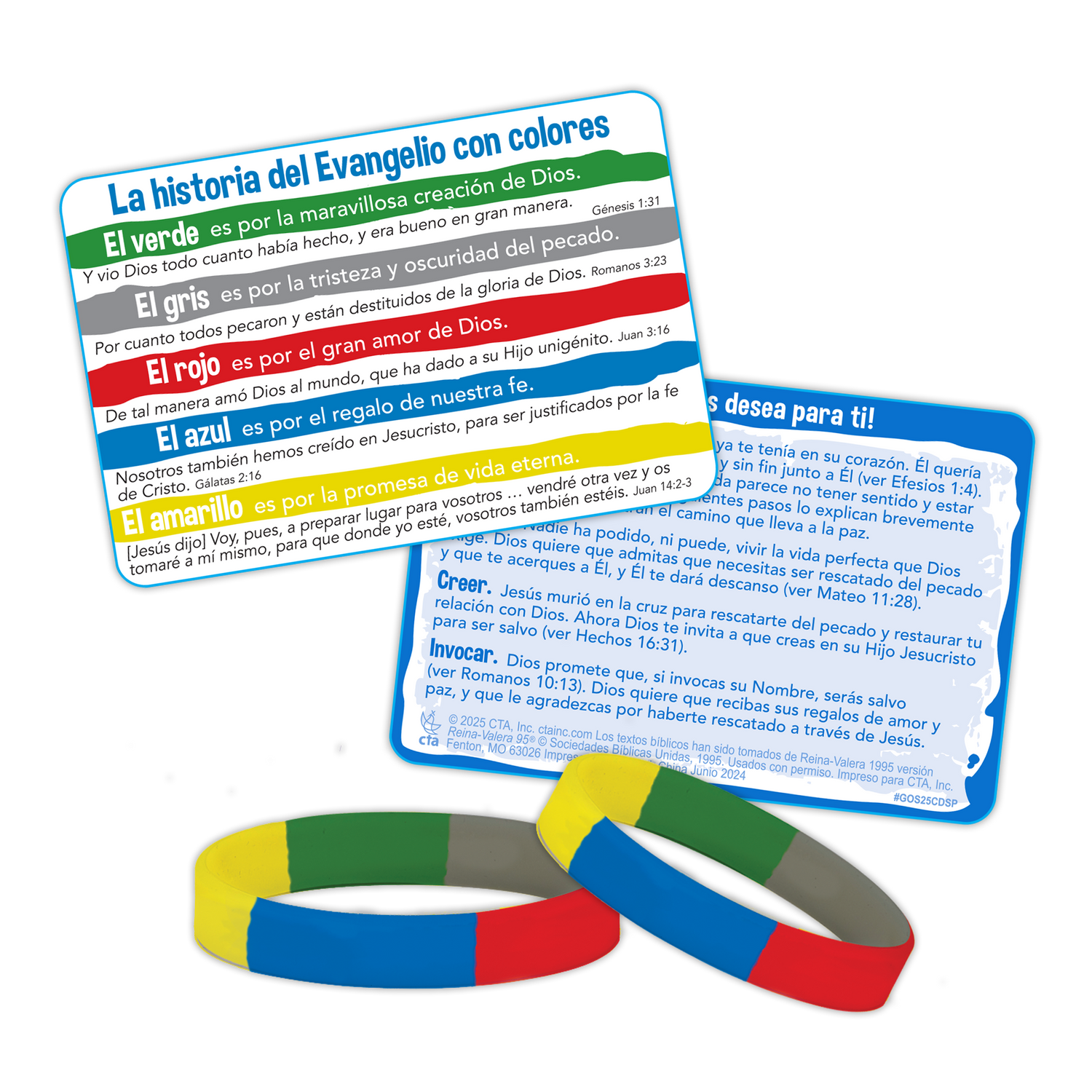 The Gospel Story by Colors Wordless Silicone Bracelet with The Gospel Story  Card-SPANISH