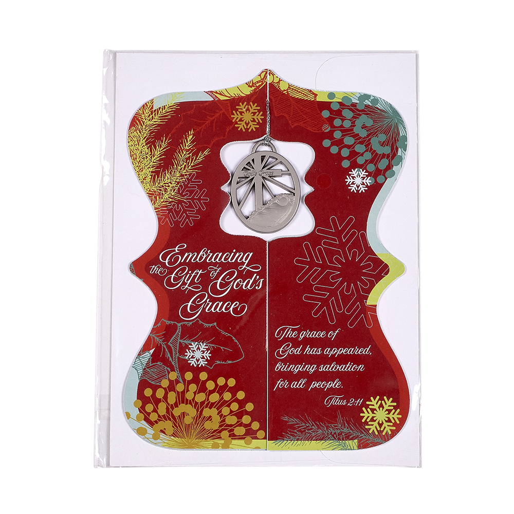 Embracing the Gift of God's Grace 3D Christmas Card & mini ornament shown flat