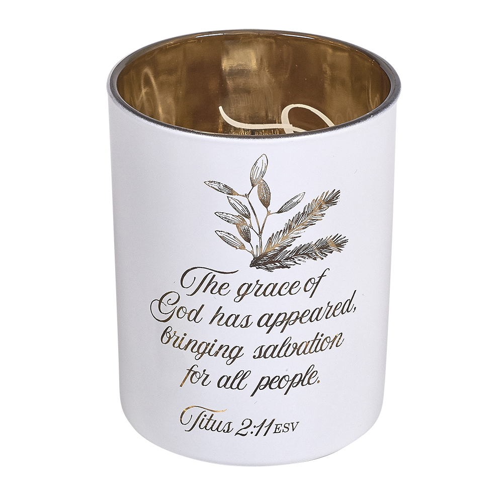 Back of Embracing the Gift of God's Grace votive candle holder no illumination