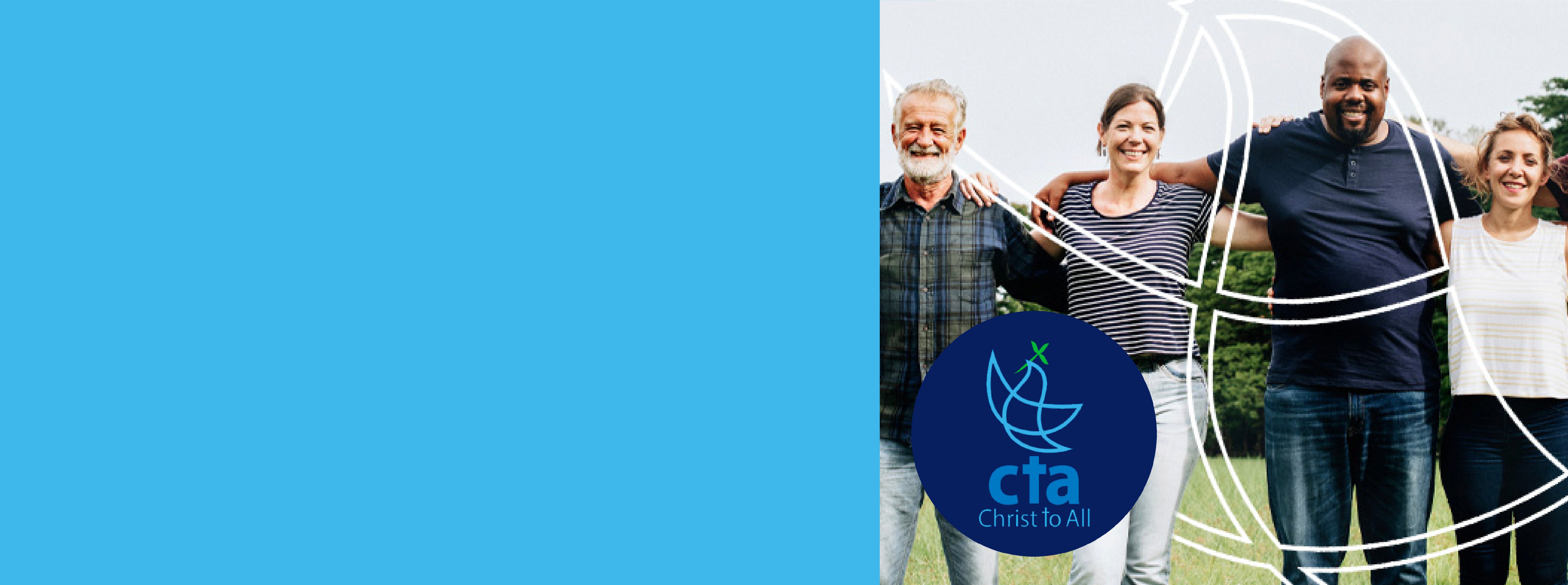 Four people wrapping arms around each other with a banner for CTA, Inc Mighty Networks Community