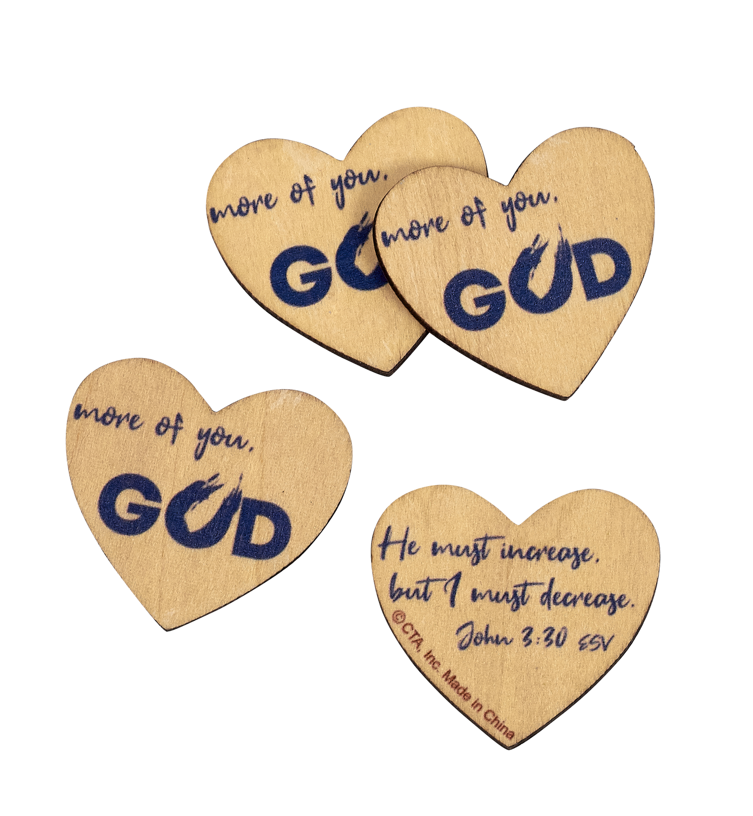 More of You God Wooden Heart Shape Pocket Token features John 3:30