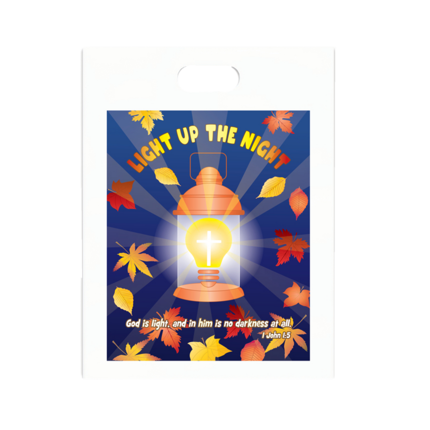 Light Up the Night goodie bag or treat sack with Bible verse