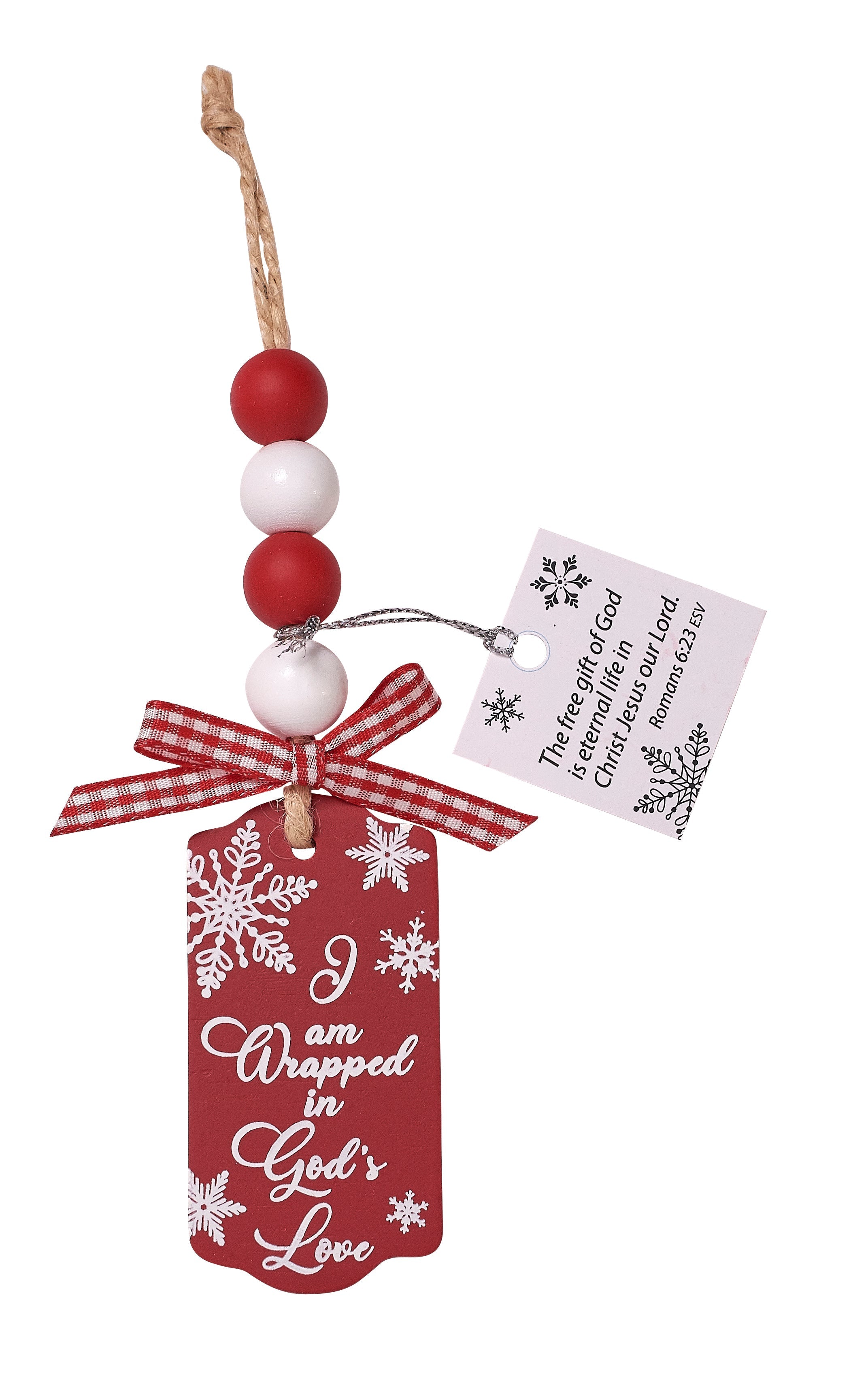 Wooden Christmas Ornament with Tag - Wrapped in God's Love