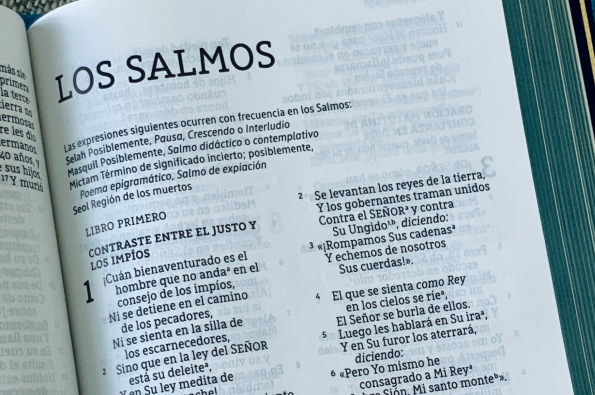 Spanish Bible opened to Psalms