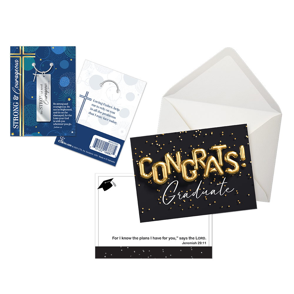 Christian graduate gift set with key chain and graduation note card from CTA, Inc